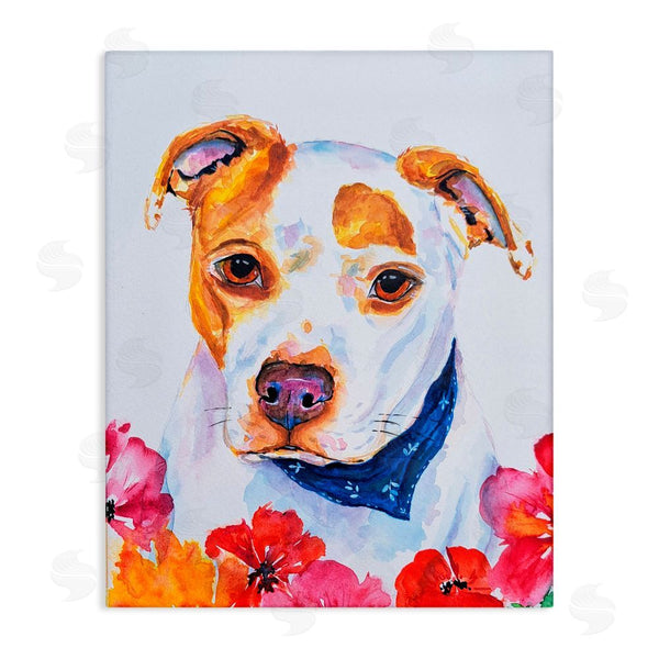 stupell industries Tatiana Roberts | Spotted Puppy with Blossoms Wall Art