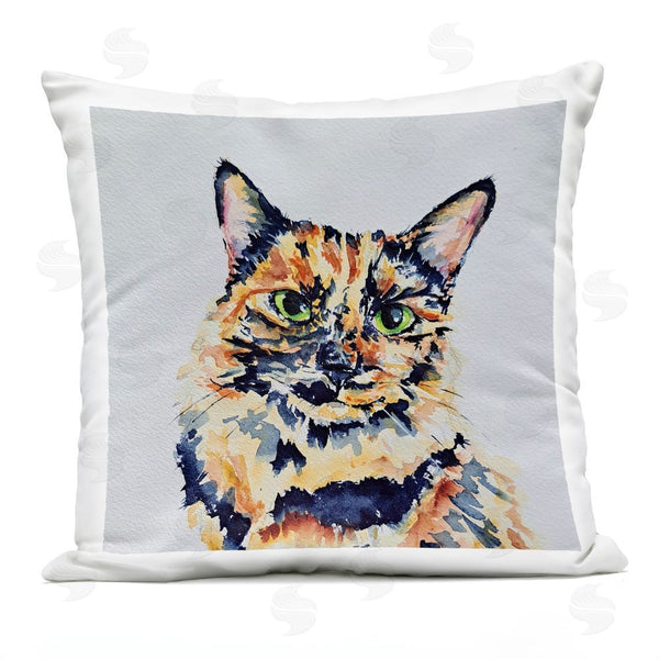 Stupell Industries Tatiana Roberts | Tortie Cat Portrait Printed Throw Pillow