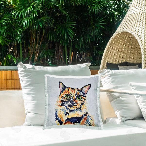Stupell Industries Tatiana Roberts | Tortie Cat Portrait Printed Throw Pillow