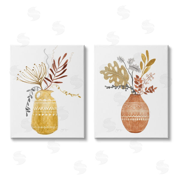 stupell industries Tava Studios | Boho Wildflower Aztec Patterned Vases Wall Art