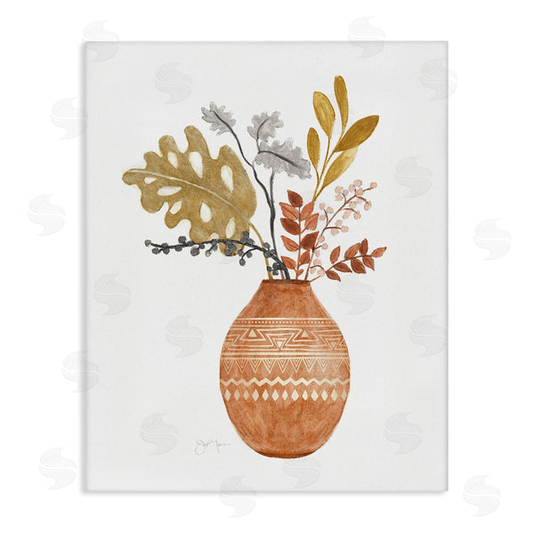 stupell industries Tava Studios | Botanical Plant Still Life Boho Aztec Patterned Vase Wall Art