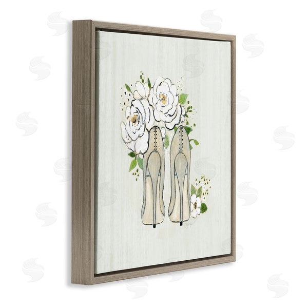 Stupell Industries Tava Studios | Chic Fashion Heels White Rose Flowers Motif Wall Art