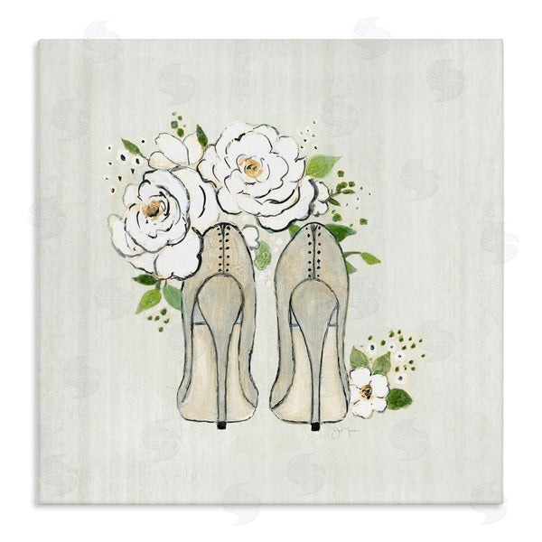 stupell industries Tava Studios | Chic Fashion Heels White Rose Flowers Motif Wall Art