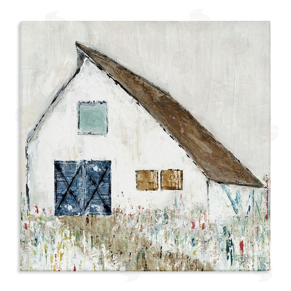 stupell industries Tava Studios | Countryside White Barn Abstract Flower Meadow Nature Wall Art