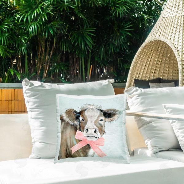Stupell Industries Tava Studios | Cow With Pastel Ribbon Printed Throw Pillow