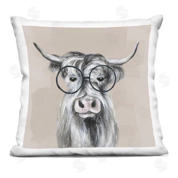 stupell industries Tava Studios | Farm Animal Cattle Glasses Printed Throw Pillow