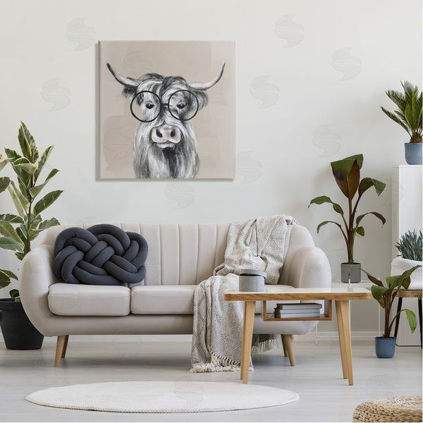 Stupell Industries Tava Studios | Longhorn Cattle Glasses Portrait Wall Art