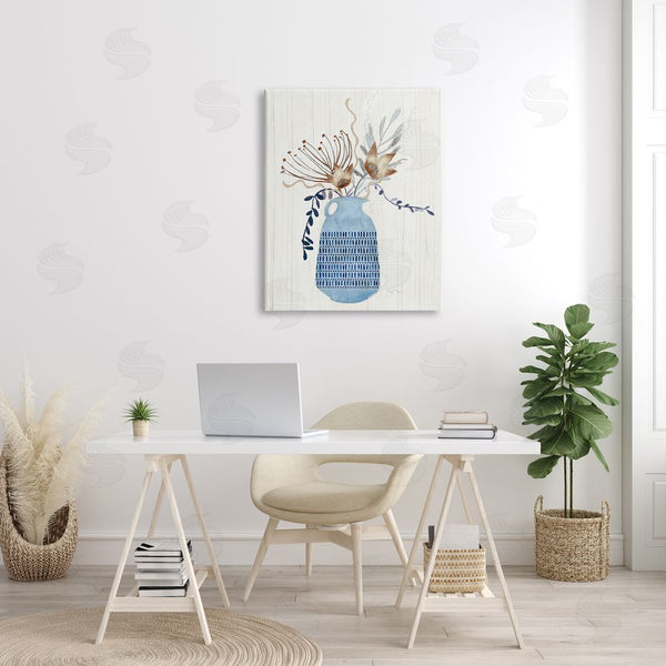 Stupell Industries Tava Studios | Pleasant Blue Vase Boho Flowers Botanicals Arrangement Wall Art
