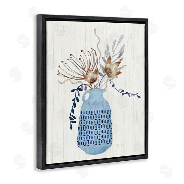 Stupell Industries Tava Studios | Pleasant Blue Vase Boho Flowers Botanicals Arrangement Wall Art