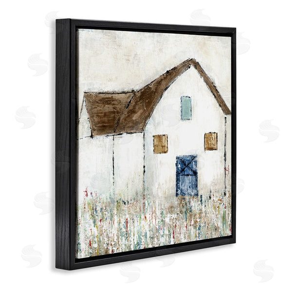 Stupell Industries Tava Studios | Rural White Barn Grassy Meadow Thick Brushstrokes Wall Art