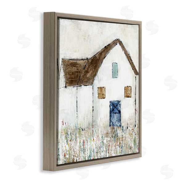 Stupell Industries Tava Studios | Rural White Barn Grassy Meadow Thick Brushstrokes Wall Art