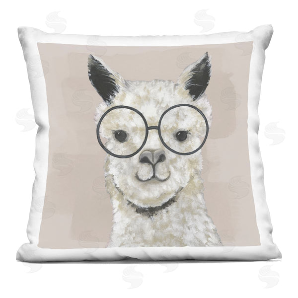 stupell industries Tava Studios | Smiling Farm Alpaca Glasses Printed Throw Pillow