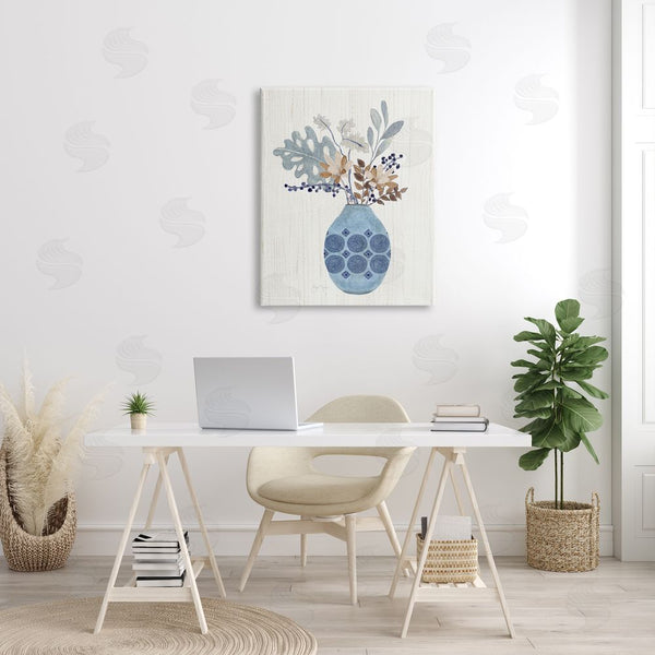 Stupell Industries Tava Studios | Stylish Mosaic Pattern Vase Botanical Leaf Sprigs Wall Art