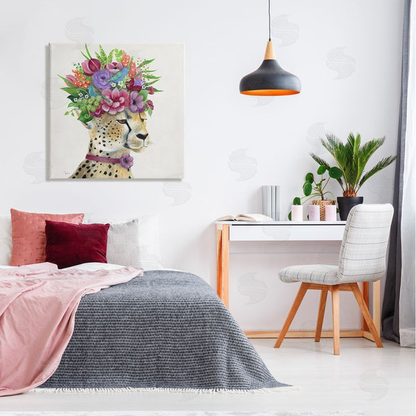 Stupell Industries Tava Studios | Whimsical Cheetah Flower Crown Wall Art
