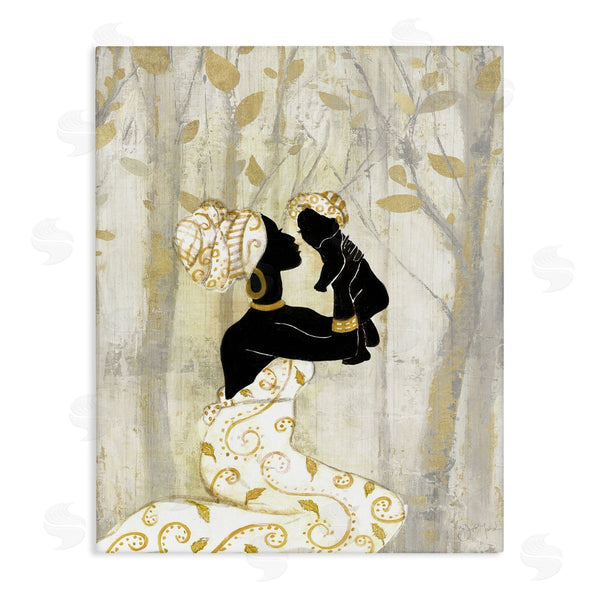 stupell industries Tava Studios | Woman Holding Baby Soft Neutral Tree Forest Wall Art