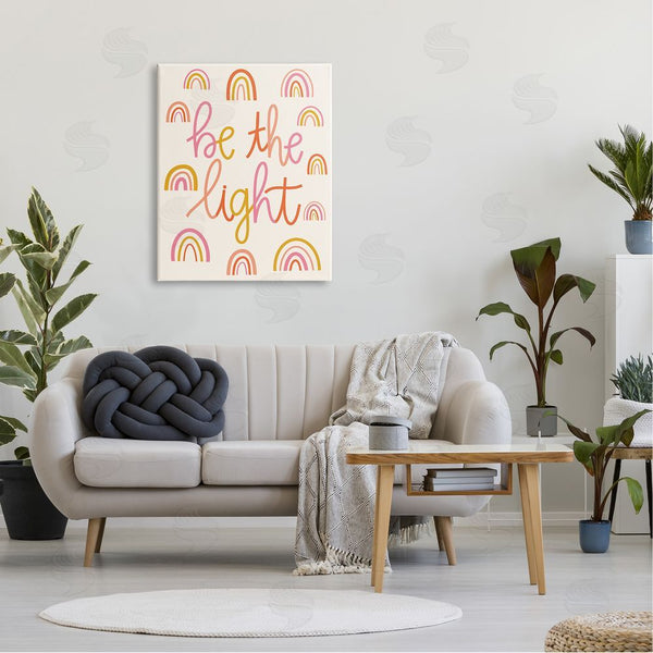 Stupell Industries Taylor Shannon Designs | Be The Light Saying Bold Rainbow Stripes Pattern Wall Art