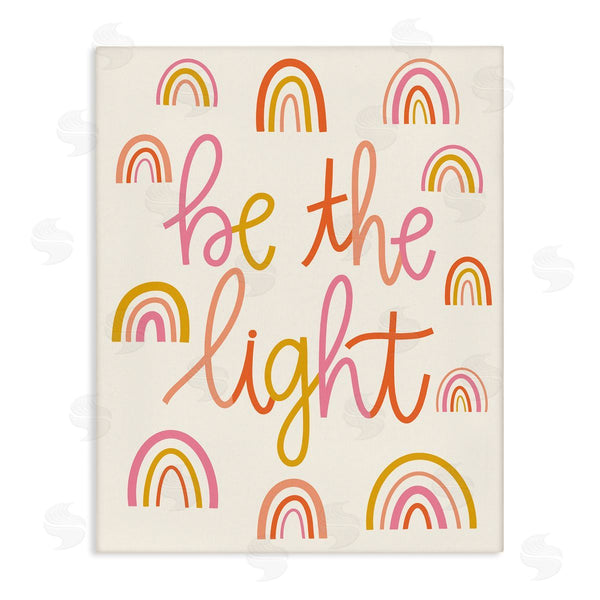 stupell industries Taylor Shannon Designs | Be The Light Saying Bold Rainbow Stripes Pattern Wall Art