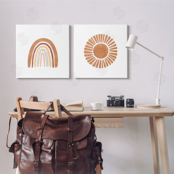Stupell Industries Taylor Shannon Designs | Cute Patterned Rainbow & Sun Boho Kids Wall Art