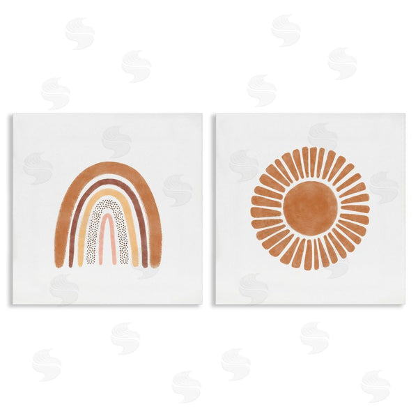 stupell industries Taylor Shannon Designs | Cute Patterned Rainbow & Sun Boho Kids Wall Art