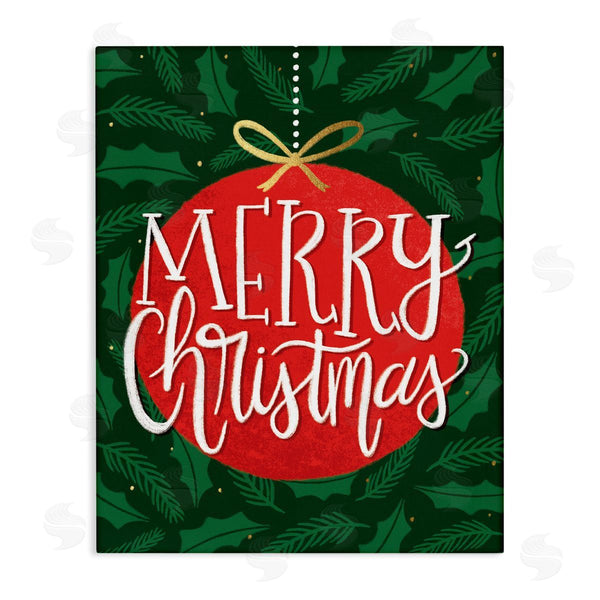 stupell industries Taylor Shannon Designs | Festive Merry Christmas Red Ornament Wall Art