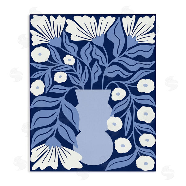 stupell industries Taylor Shannon Designs | Funky Blue Flower Vase Wall Art
