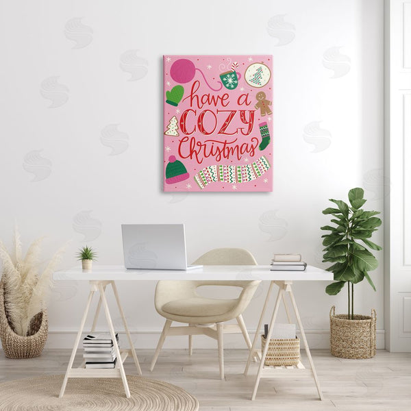 Stupell Industries Taylor Shannon Designs | Have A Cozy Christmas Festive Phrase Gingerbread Scarf Wall Art