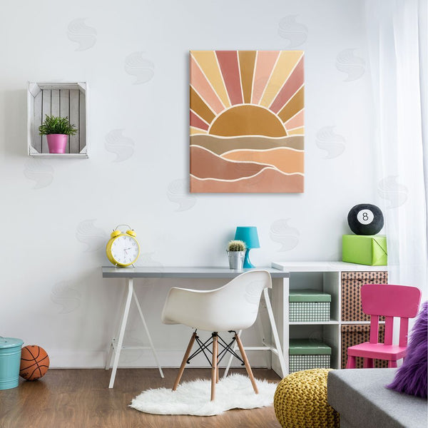Stupell Industries Taylor Shannon Designs | Hilly Sunrise Beams Boho Landscape Geometric Pattern Wall Art