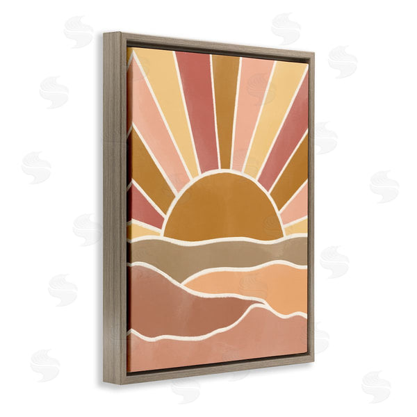 Stupell Industries Taylor Shannon Designs | Hilly Sunrise Beams Boho Landscape Geometric Pattern Wall Art