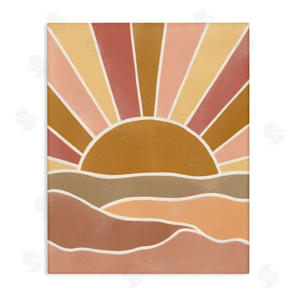 stupell industries Taylor Shannon Designs | Hilly Sunrise Beams Boho Landscape Geometric Pattern Wall Art