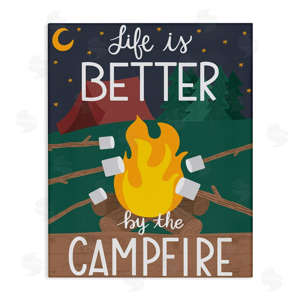 stupell industries Taylor Shannon Designs | Life's Better by Campfire Phrase Outdoor Summer Adventure Wall Art