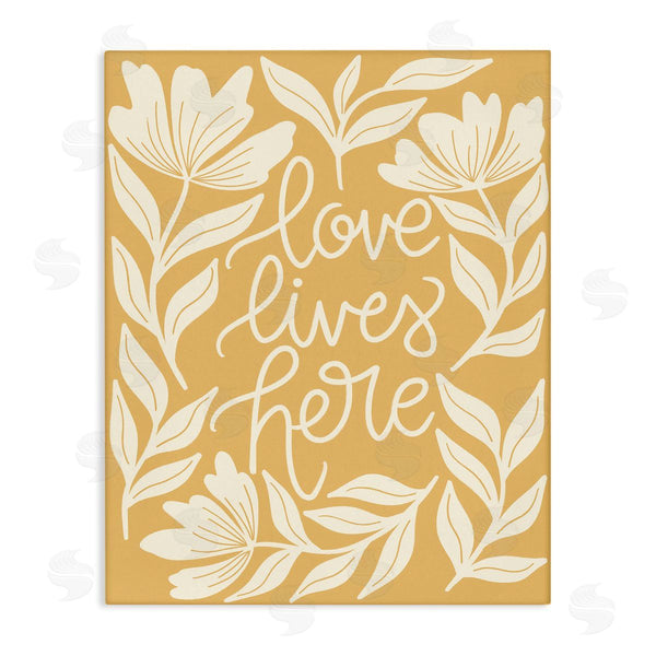 stupell industries Taylor Shannon Designs | Love Lives Here Yellow Florals Wall Art