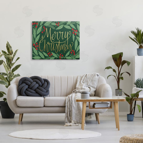 Stupell Industries Taylor Shannon Designs | Merry Christmas Festive Sentiment Chic Holiday Holly Wall Art