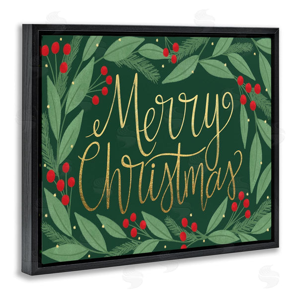 Stupell Industries Taylor Shannon Designs | Merry Christmas Festive Sentiment Chic Holiday Holly Wall Art