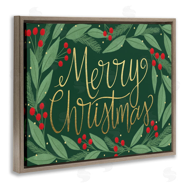 Stupell Industries Taylor Shannon Designs | Merry Christmas Festive Sentiment Chic Holiday Holly Wall Art