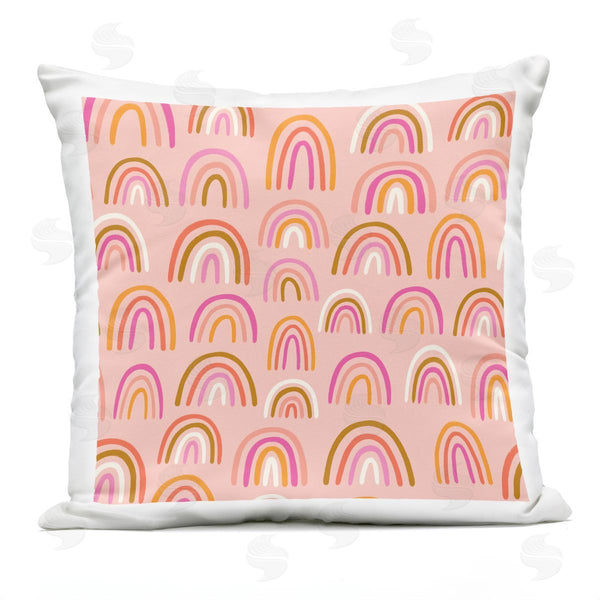 Stupell Industries Taylor Shannon Designs | Pink Asymmetrical Rainbows Pattern Printed Throw Pillow