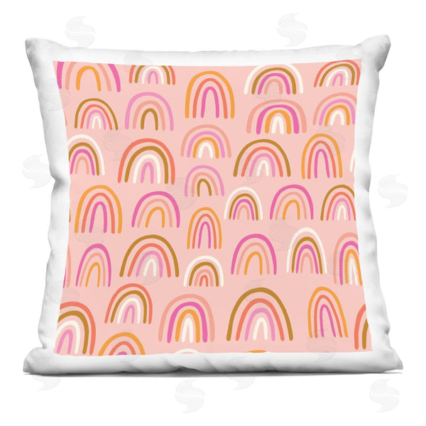 stupell industries Taylor Shannon Designs | Pink Asymmetrical Rainbows Pattern Printed Throw Pillow