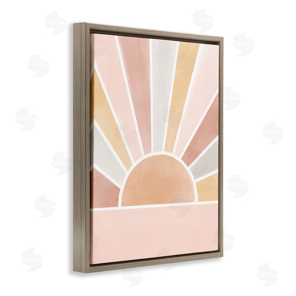 Stupell Industries Taylor Shannon Designs | Pink Tone Horizon Striped Sun Ray Landscape Wall Art