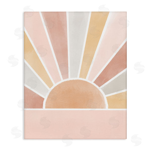 stupell industries Taylor Shannon Designs | Pink Tone Horizon Striped Sun Ray Landscape Wall Art