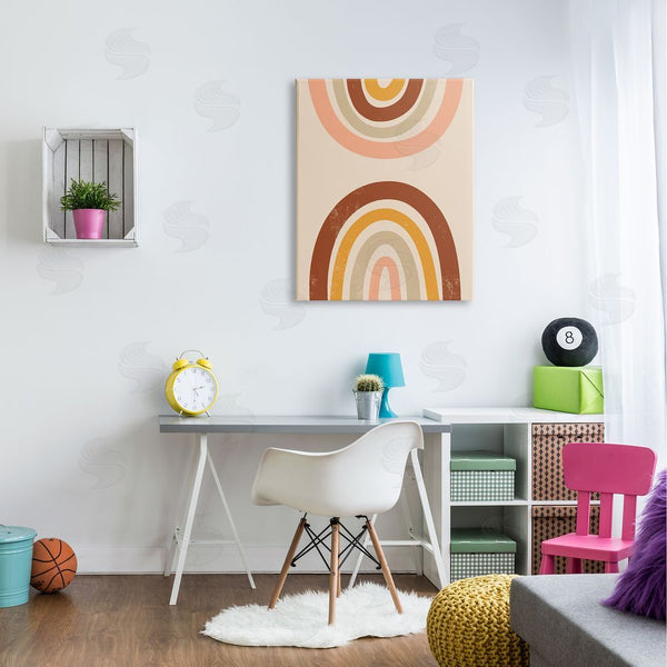 Stupell Industries Taylor Shannon Designs | Polarized Twin Rainbows Distressed Clay Inspired Stripes Wall Art