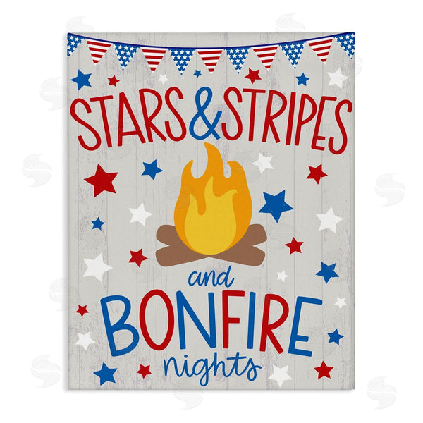 stupell industries Taylor Shannon Designs | Stars Stripes and Bonfire Phrase Nights Americana Pride Wall Art