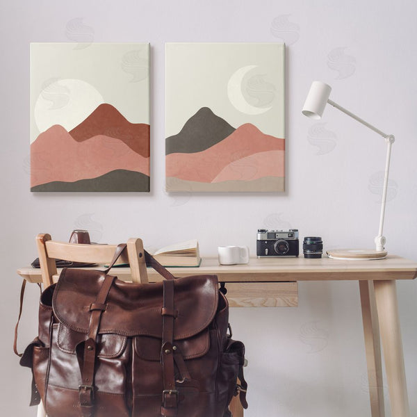 Stupell Industries Taylor Shannon Designs | Sun And Crescent Moon Warm Desert Canyon Wall Art