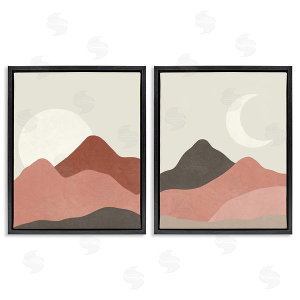 Stupell Industries Taylor Shannon Designs | Sun And Crescent Moon Warm Desert Canyon Wall Art