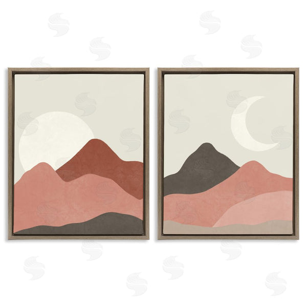 Stupell Industries Taylor Shannon Designs | Sun And Crescent Moon Warm Desert Canyon Wall Art