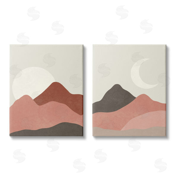 stupell industries Taylor Shannon Designs | Sun and Crescent Moon Warm Desert Canyon Wall Art