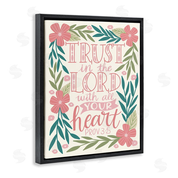Stupell Industries Taylor Shannon Designs | Trust The Lord Religious Proverb Floral Leaves Border Wall Art