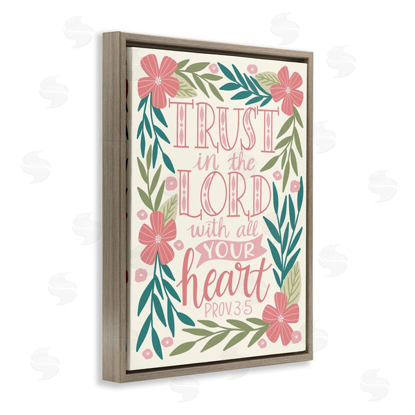 Stupell Industries Taylor Shannon Designs | Trust The Lord Religious Proverb Floral Leaves Border Wall Art