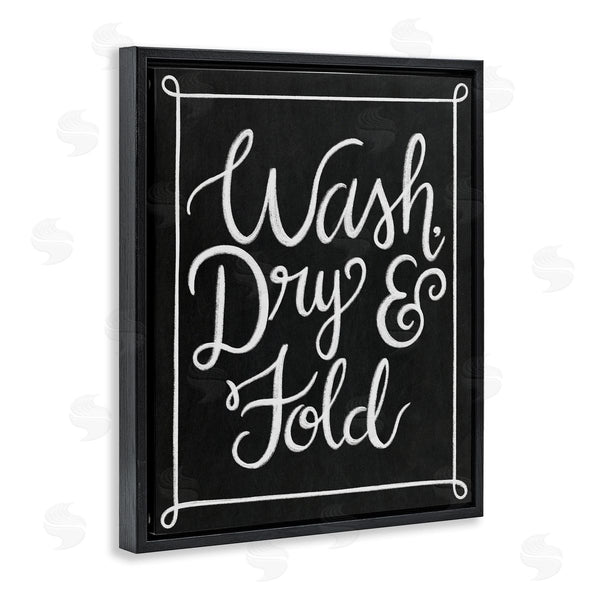 Stupell Industries Taylor Shannon Designs | Wash Dry & Fold Curved Loop Border Black White Wall Art