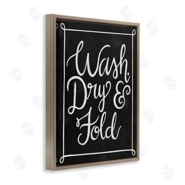Stupell Industries Taylor Shannon Designs | Wash Dry & Fold Curved Loop Border Black White Wall Art