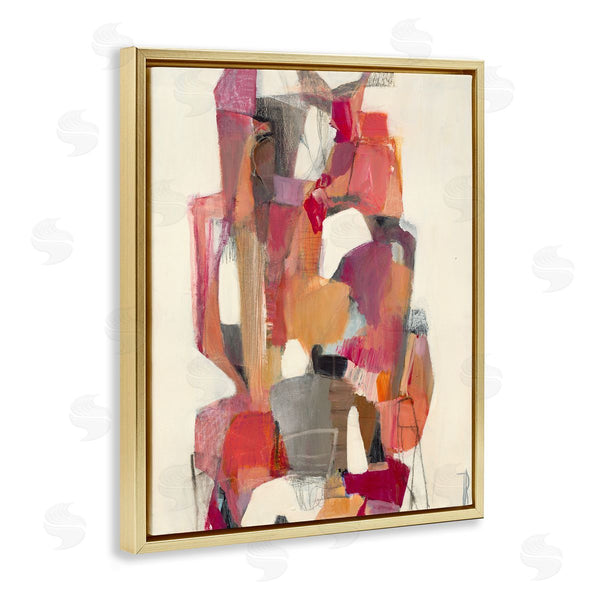 Stupell Industries Terri Burris | Centered Geometric Shapes Abstract Red Orange Wall Art