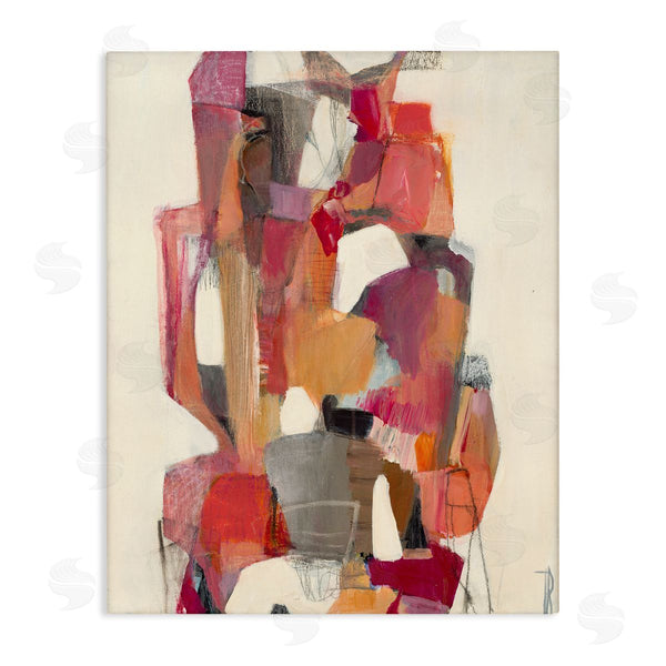 stupell industries Terri Burris | Centered Geometric Shapes Abstract Red Orange Wall Art